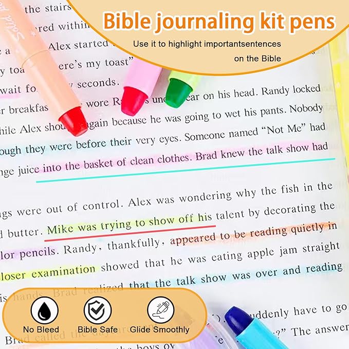 23 Pcs Aesthetic Highlighter and Erasable Pen Set, including 6 Bible Highlighters, 8 Erasable Pens, 8 Refills and 1 Eraser,No Bleed, Perfect for Bible Study Journaling Planner Notes School Supplies