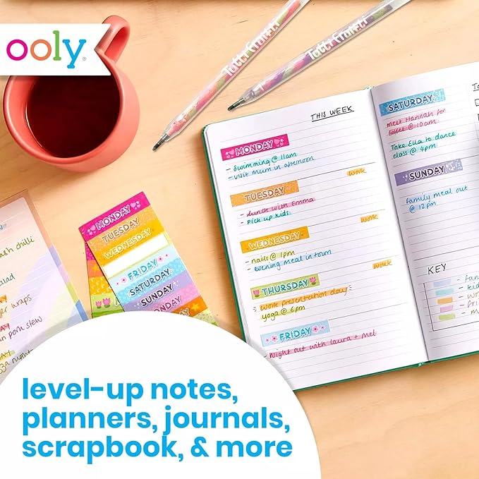 Ooly Scented Tutti Fruitti Color Changing Gel Pens Set of 6-1.00mm NIB, Color Changing as you Write, Pens for Kids and Adults, Art and Stationery Supplies