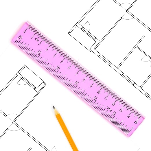 Coopay 6 Inch Math Geometry Tool Plastic Ruler Square Set Includes Straight Ruler, Triangles, Protractor for Student School Office Supplies (Pinkish-Purple)