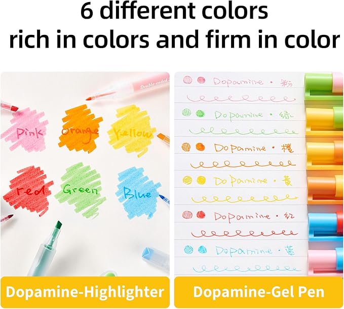 12-Pack Bible Pens and Highlighters No Bleed Through, 6 Assorted Colors Aesthetic Pastel Highlighters and 6 Pastel Ink Pens for Bible Study, Journaling, School and Office Supplies Marking