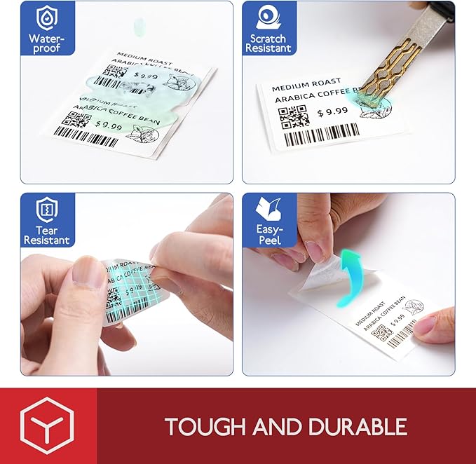 [3x230 pcs] Phomemo Thermal Label, 3 Rolls 1.57''x1.18'' (40x30mm) M110 M100 M220 M221 M120 M200,Transparent, 230 Labels/Roll, Multi-Purpose Adhesive Thermal Phomemo Original Label