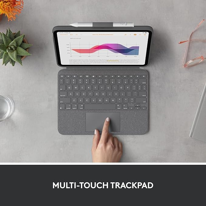 Logitech Combo Touch, Detachable iPad Keyboard Case (10th gen and A16) with Large Precision Trackpad, Full-Size Backlit Keyboard - Oxford Gray (Renewed)