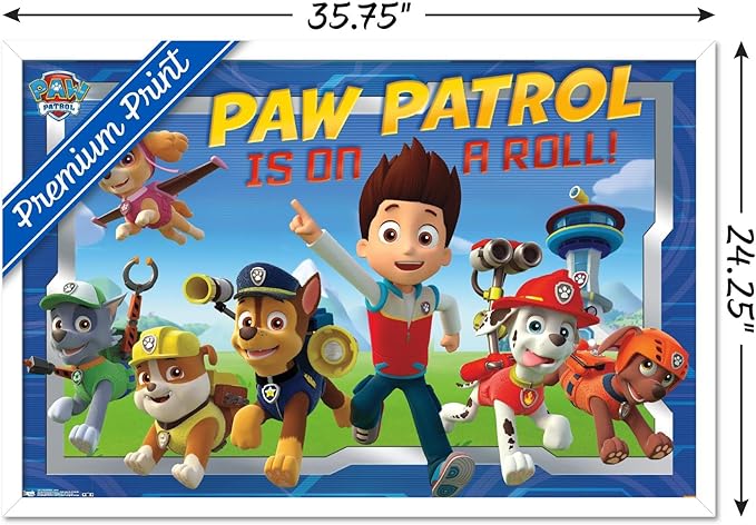 Nickelodeon Paw Patrol - Crew Wall Poster, 34L" x 22.4W", White Framed Version