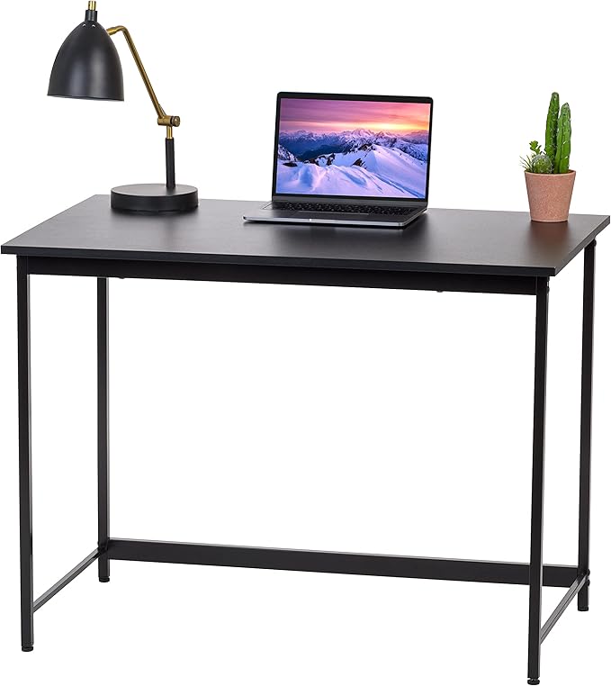 IRIS USA, Inc. 39 Inch Modern Laptop and Computer Desk Office Table for Home Office, Water and Scratch Resistant Surface Gaming Desk, Easy to Assemble Black Desk