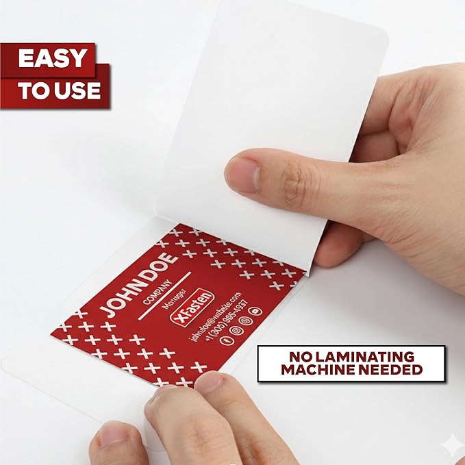 XFasten Self-Sealing Laminating Pouches Business Card Size, 9.5 Mil and Hard Self Laminating Business Cards Pouch (Pack of 25)