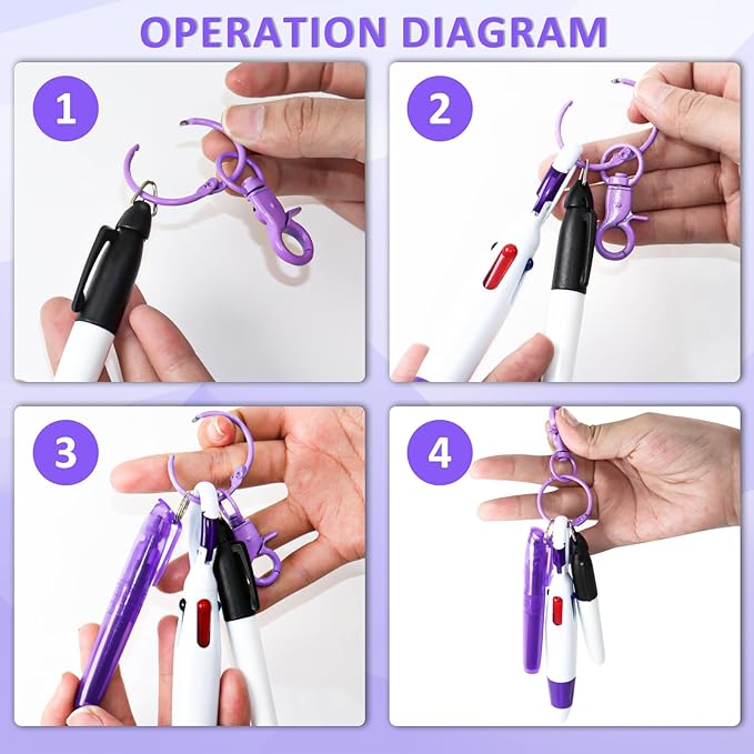 Nurse Pen Set, Mini Highlighter Nurse Pen Pack Set Nurse Pens for Badge Include Tip Highlighter Permanent Marker Pen Retractable Ball Pens with Nursing Keychain Clip for Nurse Present (6 Set)