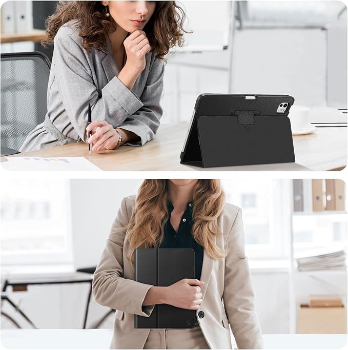 Fintie Folio Case for iPad Pro 11-inch (M5) 2025 / (M4) 2024 - Premium Vegan Leather Smart Stand Back Cover with Pencil Holder, Auto Wake/Sleep, Black