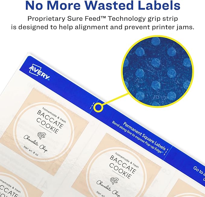 Avery Printable Blank Square Labels, 2" x 2", Glossy Crystal Clear, 120 Customizable Labels (22853)