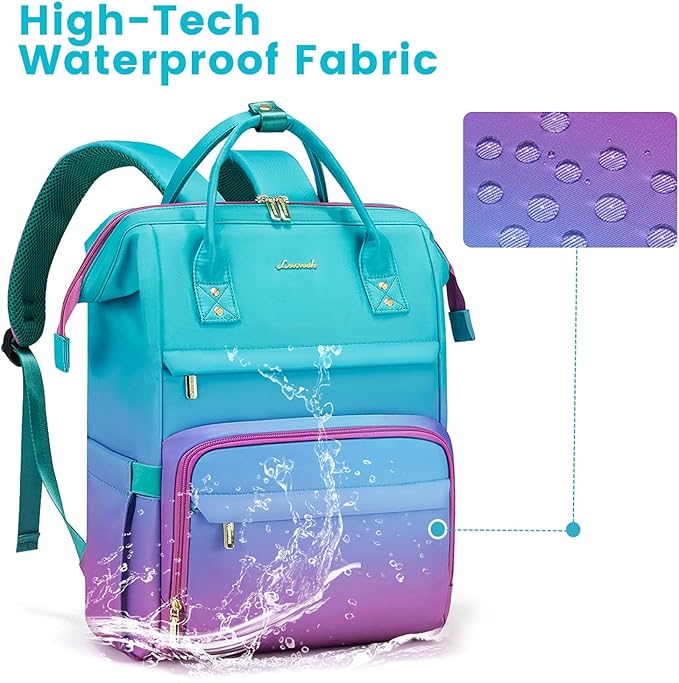 LOVEVOOK Gradient Laptop Backpack for Women,15.6 Inch Work Computer Bakcpack Purse Laptop Bag With Anti-Theft Pocket,Waterproof Carry on Teacher College Backpack for Travel,Green-Red