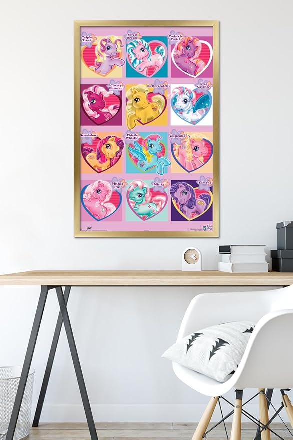 Trends International Hasbro My Little Pony - Chart Wall Poster, 22.375" x 34", Gold Framed Version