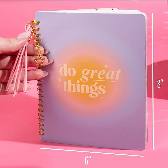 STMT DIY Journal Set, 70-Sheet Hardcover Spiral-Bound Kit, Over 35 Stationery Supplies, Including Stickers, Frames, Pen, Keychain, Glue Stick & More, Girls Gifts