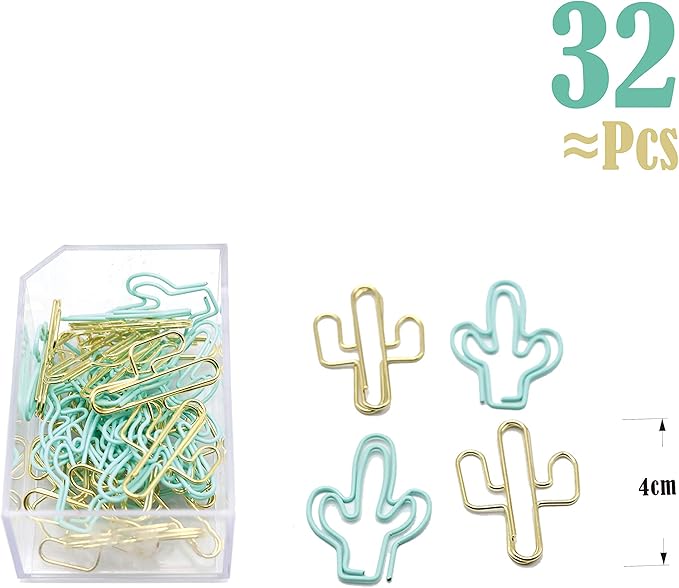 Gold Blue Binder Clips and Paper Clips Set (3-in-1 Boxed), for Office School Supplies Teachers Classroom Daily use