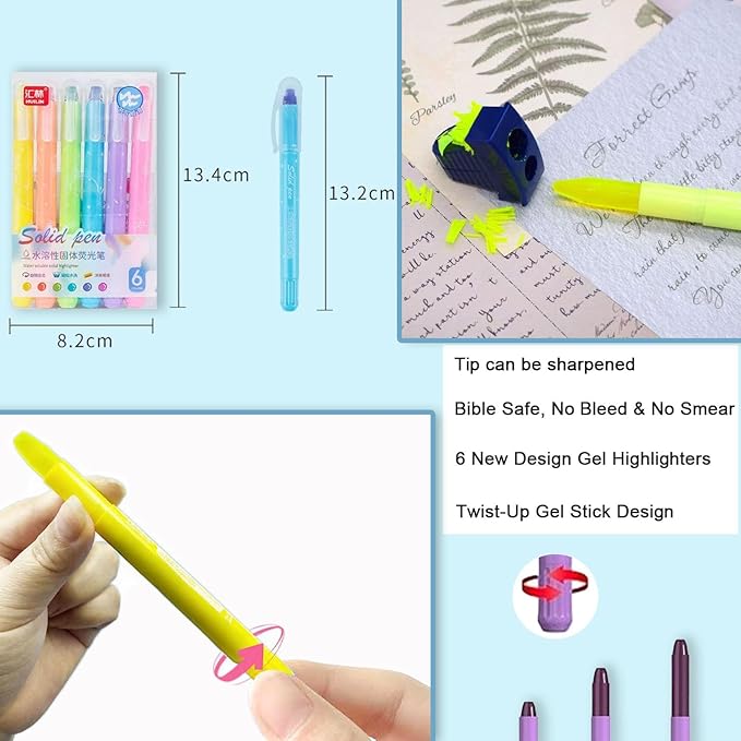 55 Pcs Aesthetic Highlighter and Erasable Pen Set, including 6 Bible Highlighters, 8 Erasable Pens, 40 Refills and1 Eraser,No Bleed, Perfect for Bible Study Journaling Planner Notes School Supplies