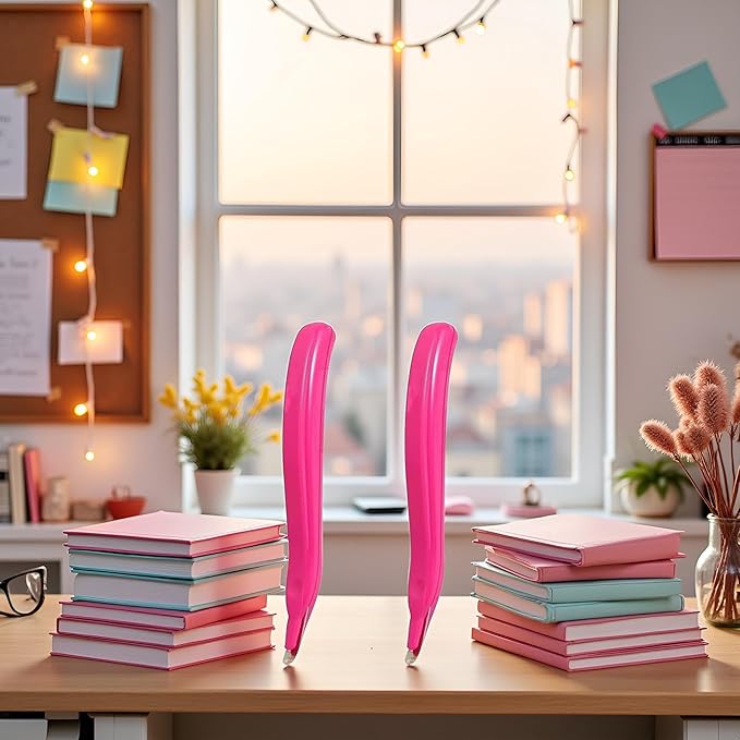 2 Pcs Pink Portable Staple Remover, Staple Puller Tool Magnetic Head Staple Removal Tool Handheld Staple Puller, Pen Type Staple Remover Binding Supplies School Office Home