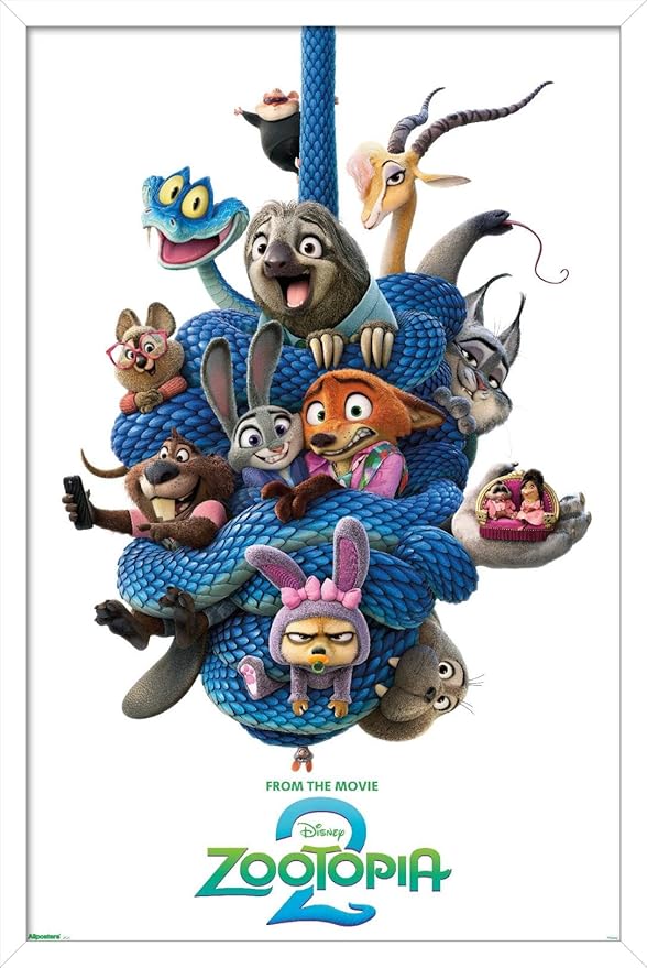 Disney Zootopia 2 (2025) - Group One Sheet Wall Poster, 34L" x 22.4W", White Framed Version