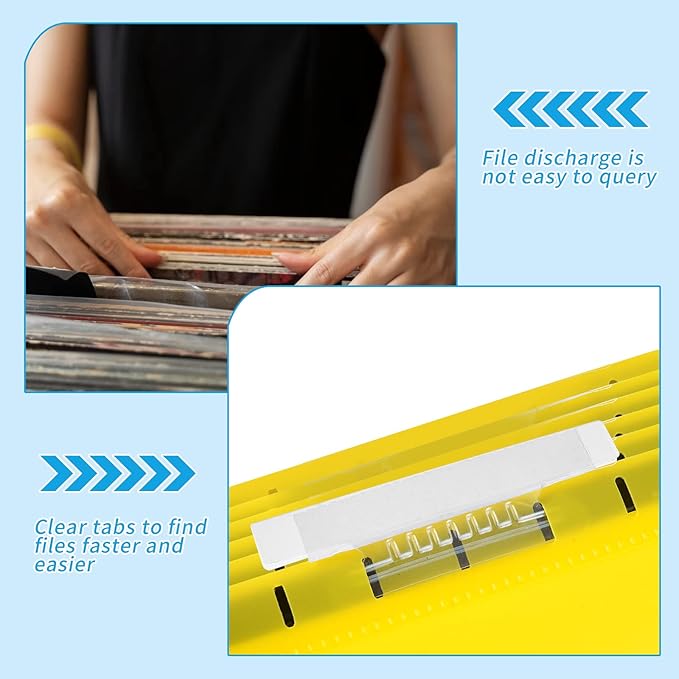 100 Pieces 4 Inch Clear Hanging Folder Tabs Hanging File Folder Tabs Clear Tabs for Hanging File Folders for 3 1/2 Inch Hanging File Folders with Tabs Office Hanging Files
