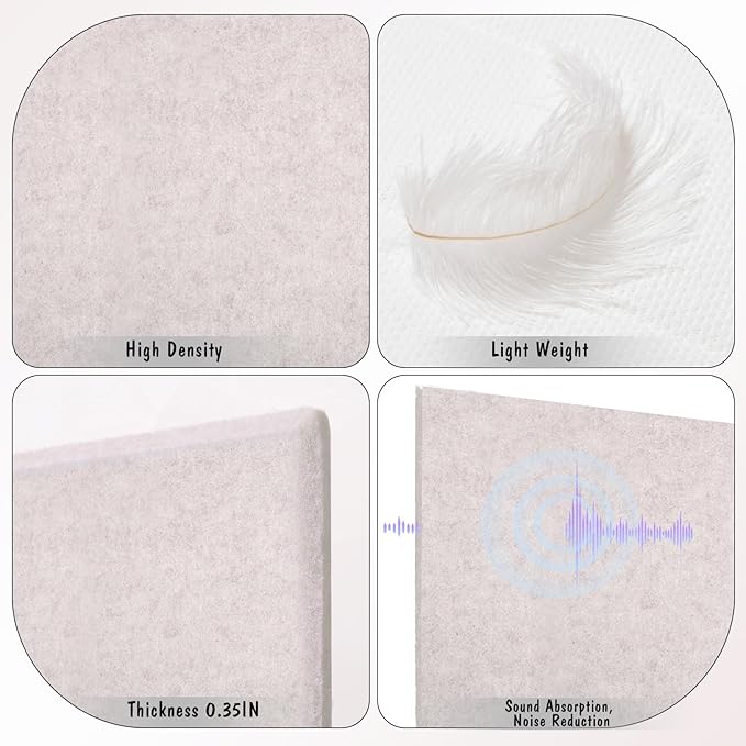 Large Cork Board 36" x 24", 6 Pack Felt Bulletin Board with 30 Pushpins, Cork Boards Alternative with Self-Adhesive Strips, Felt Wall Tiles Pin Boards for Walls Office Home School Decor-Light Tan