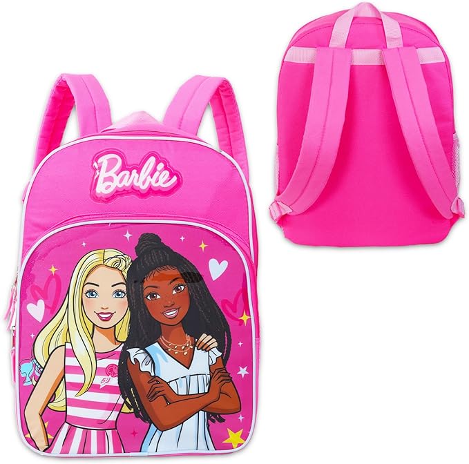 Barbie Backpack and Lunch Bag Set - Bundle with 16" School Bag, Lunch Box, Water Bottle, Stickers, More | Barbie Backpack with Lunchbox for Girls, Kids