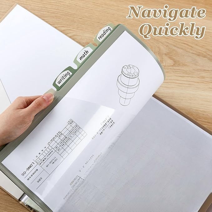 Epakh 24 Pcs Binder Dividers for 3 Rings Binders Index Dividers with Two Clear Pockets Plastics Sheets Protectors with Tab Labels for School Office Organization (Morandi)