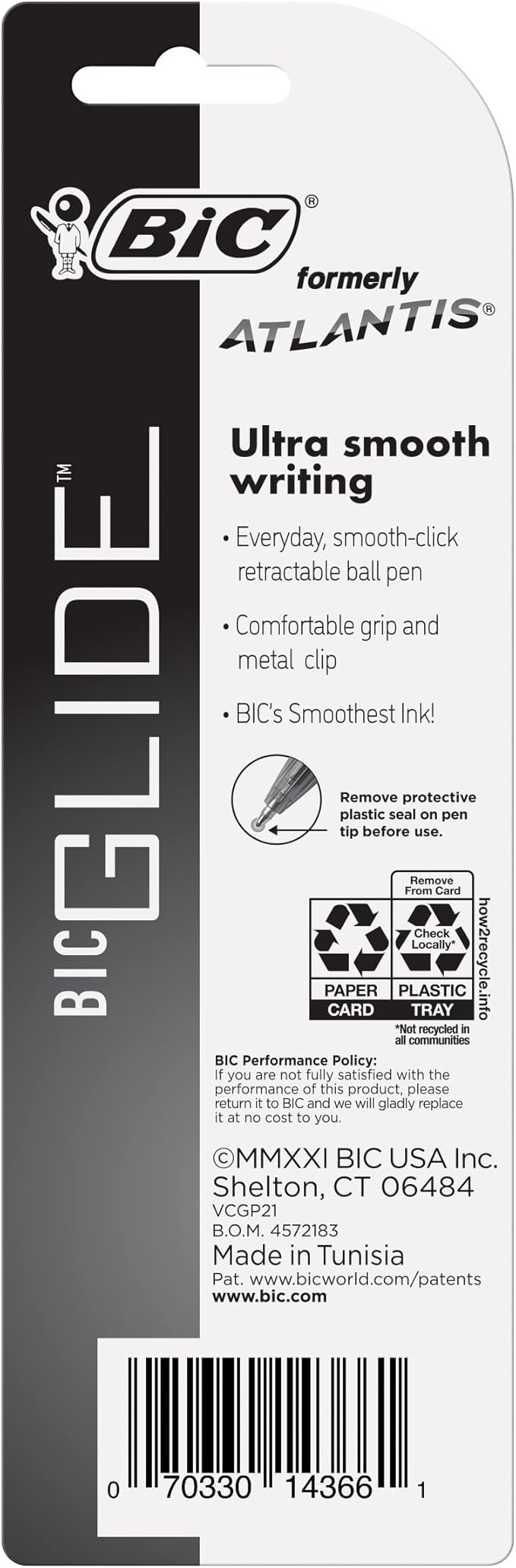 BIC Ball Pen, Medium Point 1.0 mm, Blue | Retractable | Atlantis Original | 2-Count