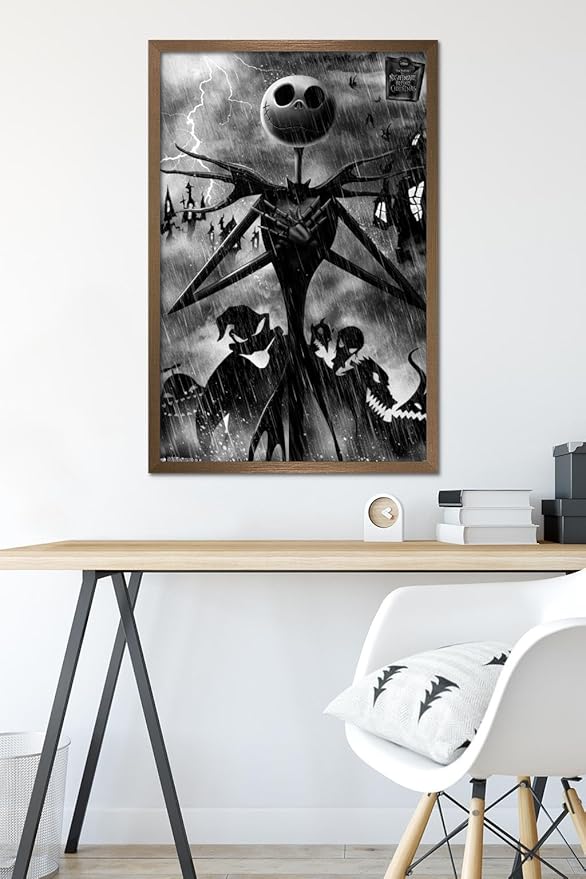 Trends International Disney Tim Burton's The Nightmare Before Christmas - Shadows Wall Poster, 34L x 22.4W, Bronze Framed Version