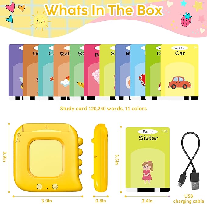 Talking Flash Cards,Kids Toddler Flash Cards with 240 Sight Words,Montessori Toys,Autism Sensory Toys,Speech Therapy Toys,Learning Educational Toys Gifts for Age 1 2 3 4 5 Years Old Boys and Girls