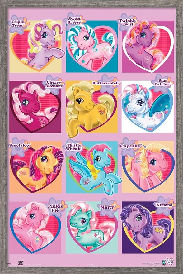 Trends International Hasbro My Little Pony - Chart Wall Poster, 22.375" x 34", Barnwood Framed Version