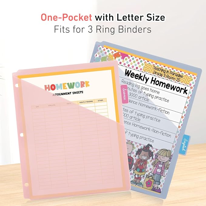 6-Tab Dividers for 3 Ring Binder, 24 Counts Binder Dividers Index with One Pocket, Letter Size 8.5 x 11'', Morandi Colors (4)