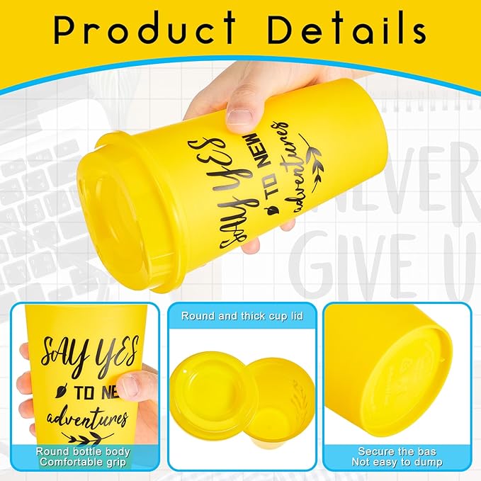 24 Pcs Inspirational Gifts for Employee Coworkers Staff Teammate, 16oz Reusable Plastic Coffee Cups with Positive Sayings, Bundle Gifts for Woman Man Coworker (Bright Color,Inspirational)
