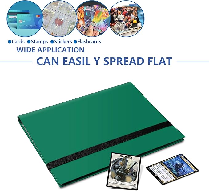 Premium Card Binder 9 Pocket, Premium Card Book for 360 Cards, Sturdy Card Album for Collectible Cards, Side-Loading Card Collection Folder for TCG, Other Game Cards, Sport Cards，Green
