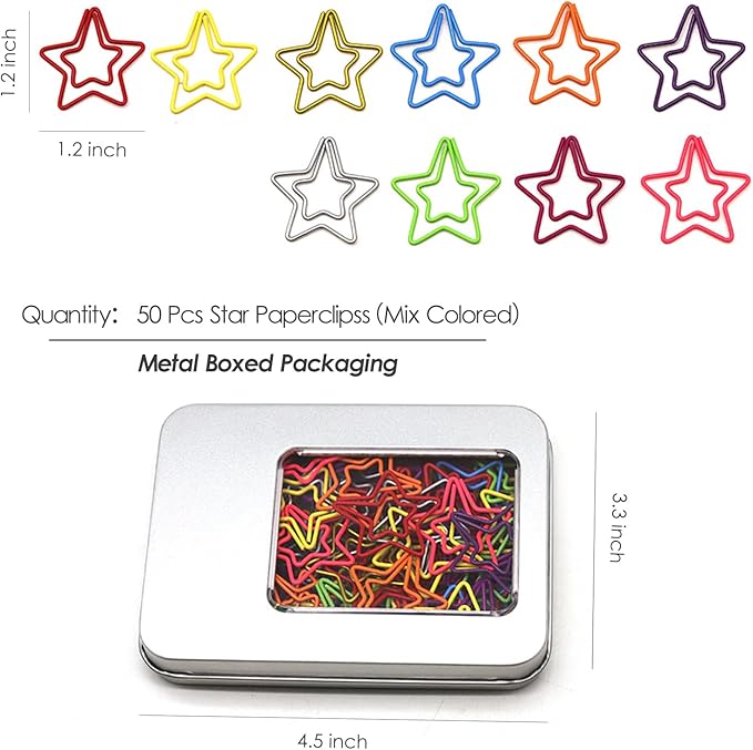 50 Pcs Star-Shaped Paper Clips – Gifts for Star Lovers