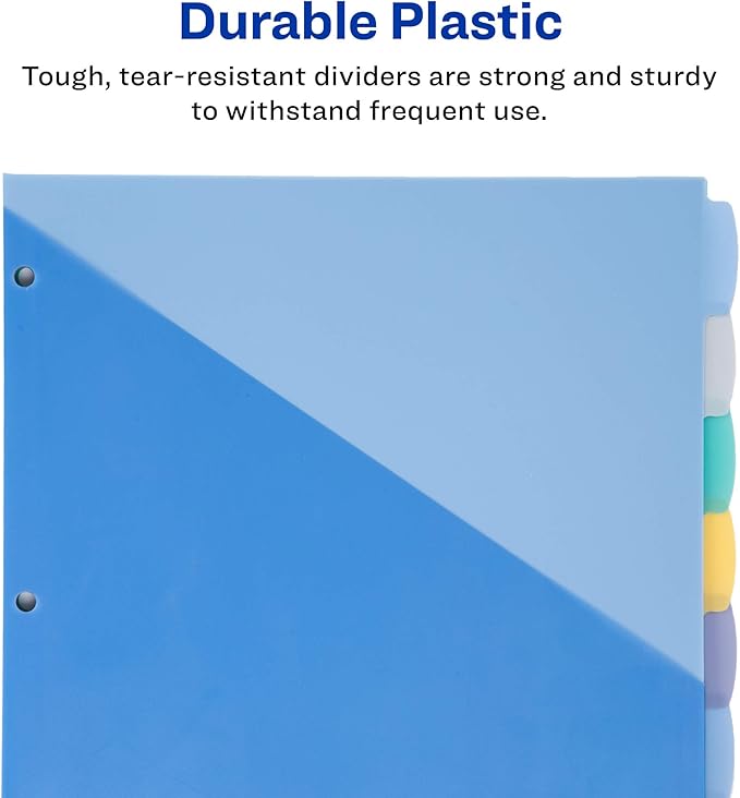 Avery Write & Erase Pocket Plastic Dividers for 3 Ring Binders, 8-Tab Sets, Multicolor, Tabs Viewable Beyond Sheet Protectors, 24 Sets (16177)