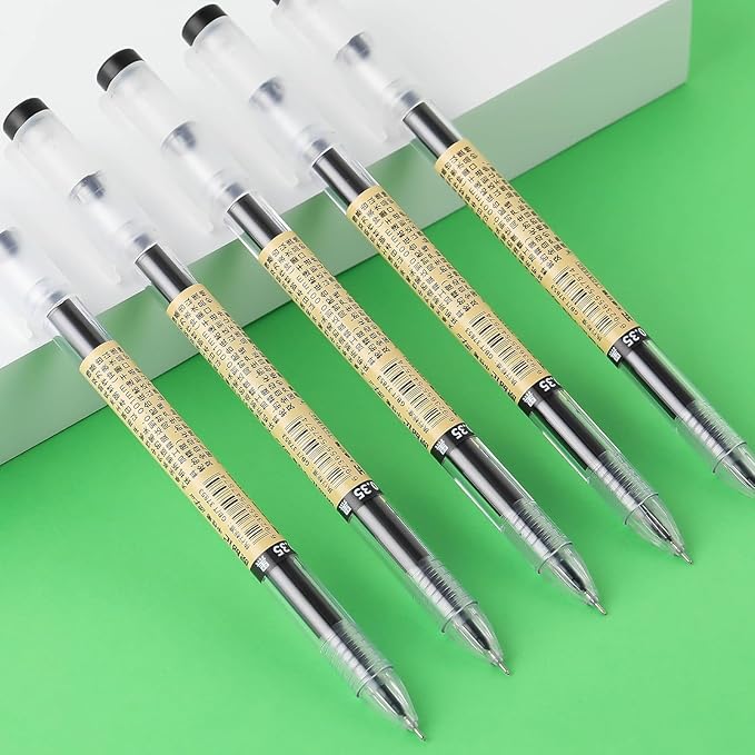 RIANCY Black Gel Ink Pens Japanese Style Stationery for Premium Journaling, 0.35mm Extra Fine Point Tip, No Smudge Japanese Ink Pens Quick Drying for Thin Notebook Paper Office School Supplies 12 Pack