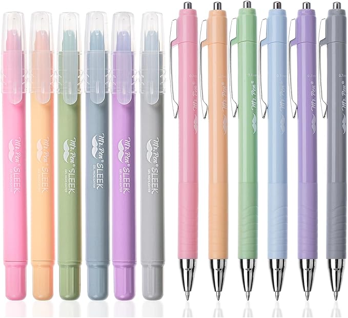 Mr. Pen- Bible Highlighters and Pens No Bleed, 12 Pack, Gel Highlighters, Bible Pens No Bleed Through