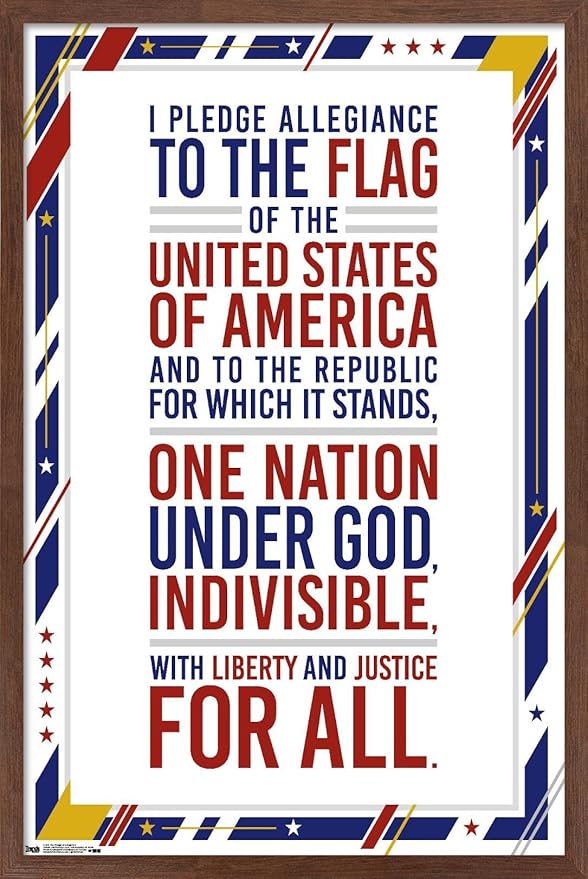 Trends International The United States Of America - Pledge Of Allegiance Wall Poster, 22.375" x 34", Mahogany Framed Version