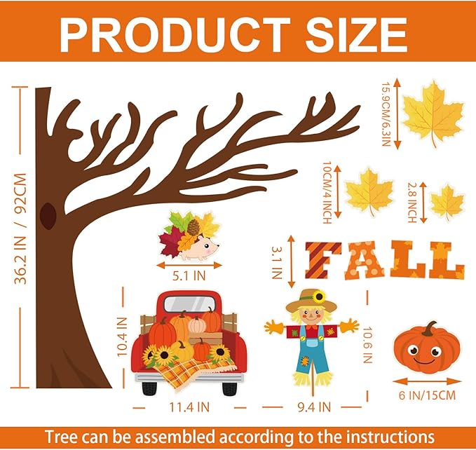 120Pcs Fall Bulletin Board Decorations - Fall in Love with Learning Thanksgiving Autumn Scarecrow Pumpkin Cutouts for Classroom School Office Home Wall