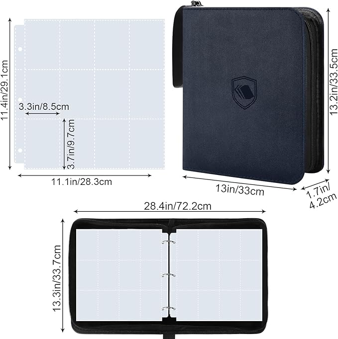 1200 Pockets Trading Card Binder, PU Cover Zipper Card Collection Album, Sturdy Card Folder Holder for MTG, TCG, Game Cards, Sports Cards