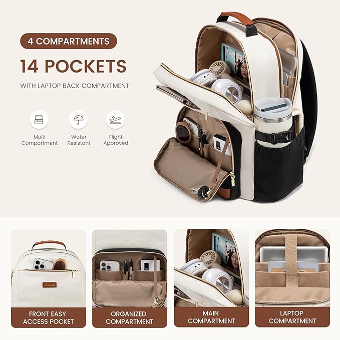 LOVEVOOK Laptop Backpack for Women with Pouch Pocket for Large Capacity Cup,15.6 Inch Teacher Nurse College Work Travel Backpack Purse,Waterproof Laptop Computer Bags,Grey-Black-Brown+Diamond-shaped