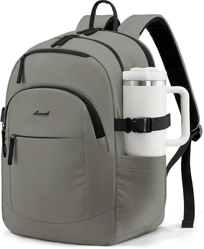 LOVEVOOK 5-Layer 17.3 Inch Laptop Backpack for Women, Work Business Computer Bag, College School Daypack, Travel Personal Item & Casual Purse, Sage Green
