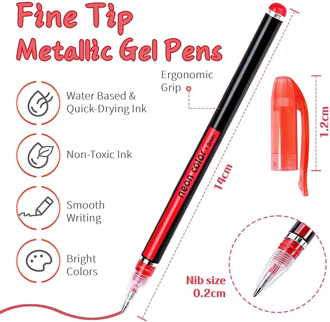 Colored Gel Pens Set for Coloring, 36 Colors Glitter Gel Pens, Fine Point Gel Pens Colored Set for Adult Coloring Books, Journal Pen Markers for Journaling Supplies, Writing Drawing Taking Office Home