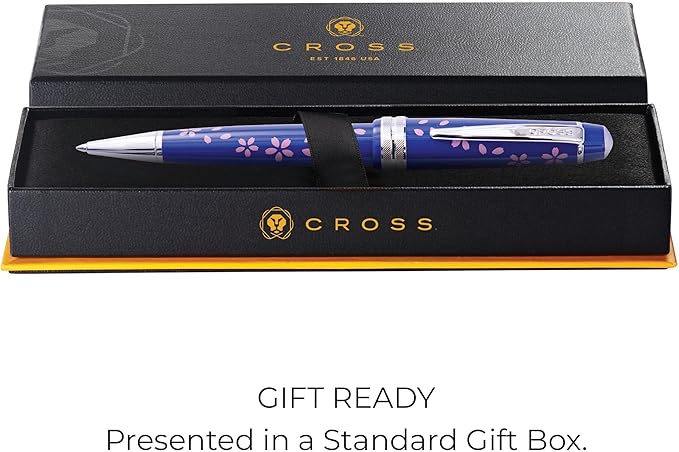 Cross Bailey Light Cherry Blossom Glossy Blue Resin with Polished Chrome Appointments Ballpoint Pen
