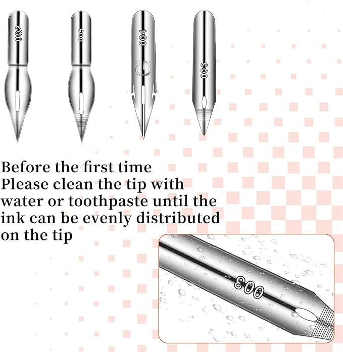 14 Pcs Dip Pen Set Nib Pen Holder Comic Pen Nib Set G Pen Ink Nib Calligraphy Pen Nibs Wooden Drawing Pen Holder with Stainless Steel Pen Nibs Dip Pens for Writing, Painting, Signing