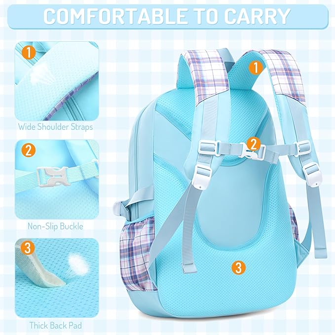School Backpacks for Girl - 5PCS Cute Girls Backpack with Lunch Box Set for Kids Teens Elementary Middle School,18" Large Capacity Bookbag with Multiple Pockets,Perfect for Travel and School