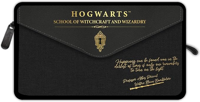 Harry Potter Hogwarts Pencil Case (One Size) (Black/Gold), Black/Gold, One Size