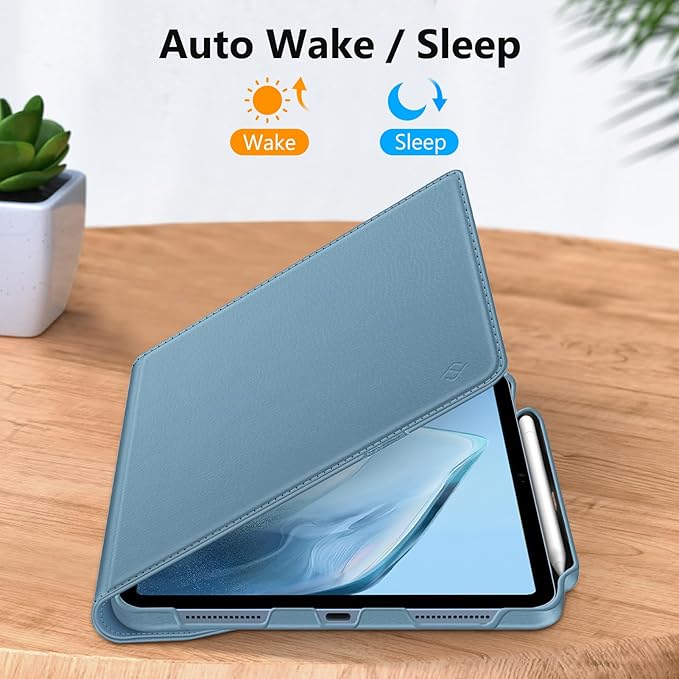 Fintie Rotating Case for iPad (A16) 11th Generation 11 Inch (2025), iPad 10th Generation 10.9 Inch (2022) - [Built-in Pencil Holder] 360 Degree Rotating Protective Stand Cover, Ocean Blue