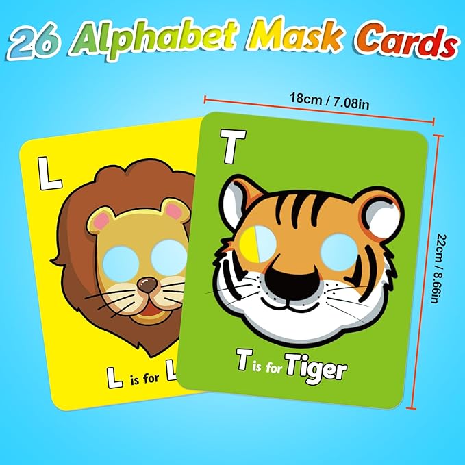Aizweb Alphabet Flash Cards,Giant Animal Flash Cards for Toddlers 1-3,Alphabet Learning Toys Lowercase Uppercase Letter Learning Game ABC for Kids Ages 3-5 Classroom Preschool Kindergarten