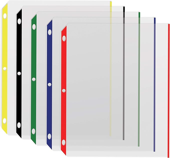 Better Office Products Color Edge Sheet Protectors, 100/Box, Color Coded Edges, 8.5 x 11 Inches, 5 Assorted Colors, 100 Pack