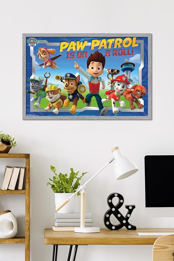 Nickelodeon Paw Patrol - Crew Wall Poster, 34L" x 22.4W", Gray Framed Version