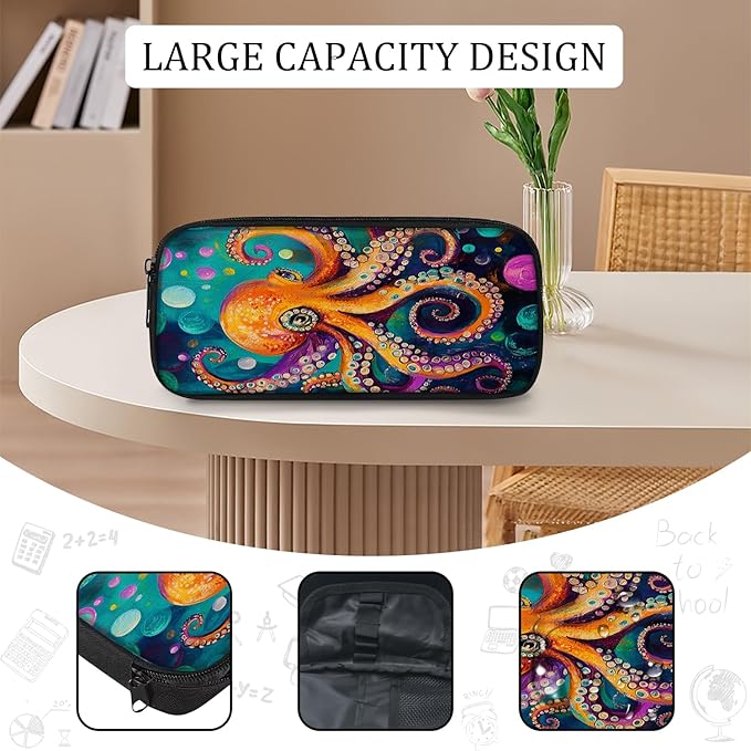 Octopus Backpack Set 3 Piece School Bags and Lunch Box with Pencil Case Octopus Bookbag Set for Toddler Kids Girls Boys Teens Kindergarten Elementary Middle