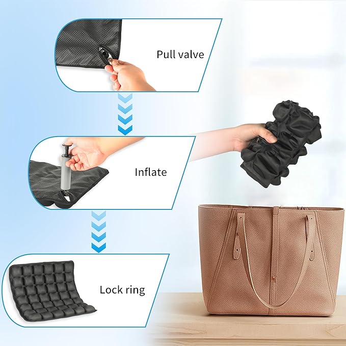 1pcs Travel Seat Cushion, Airplane Seat Cushion for Long Flight, Airplane Gadgets Inflatable Seat Cushions, 3D Inflatable Airbag PortableCushion With Air Pump,Ergonomic for Wheelchair Office Chair